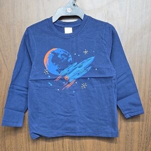 Hanna Andersson Size 5 Navy Blue Rocket Ship Themed Longsleeve Shirt